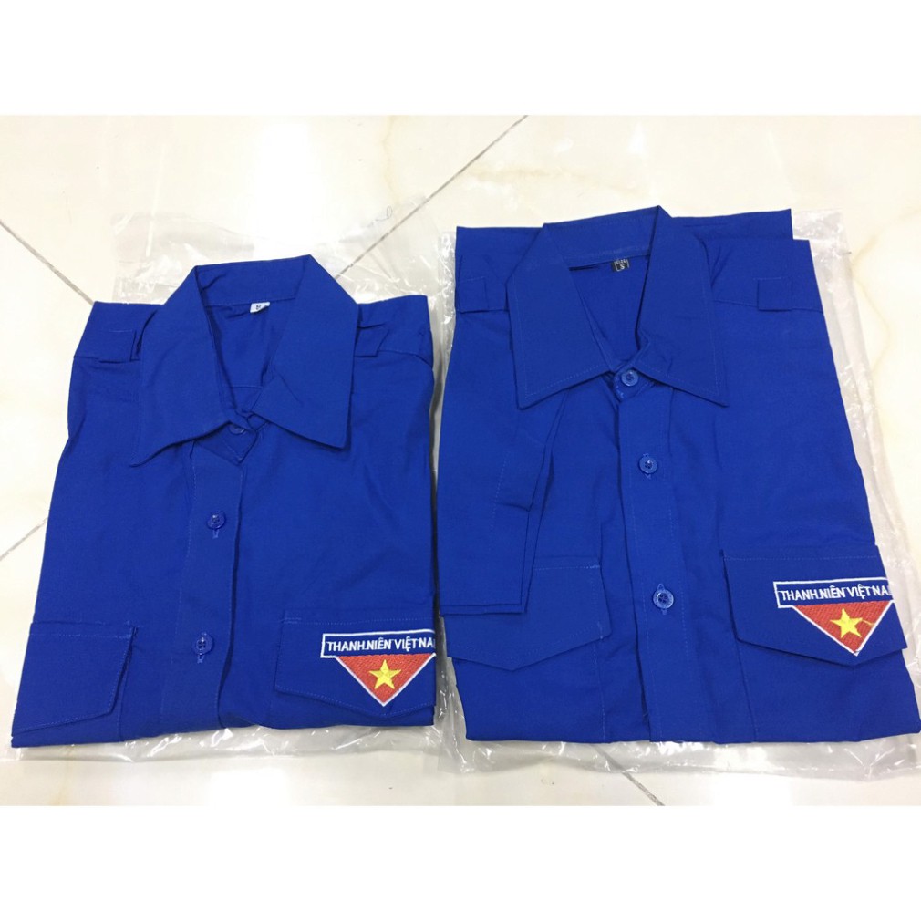 Sale Sốc Áo Đoàn - Áo sơ mi đồng phục nam nữ đoàn thanh niên Cộc Tay - Dài Tay Thiếu Siz