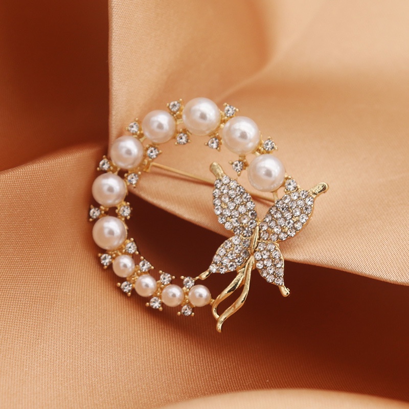 Ghim cài áo hình tròn đính đá thời trang cho nữ