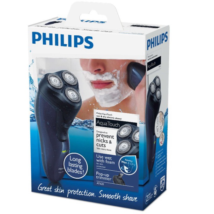 Sản Phẩm Máy cạo râu cao cấp thương hiệu Philips AT620, tích hợp lưỡi cạo mai, cạo khô và ướt (Bảo hành 24 tháng) .