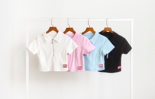 Áo croptop zipper kéo khoá