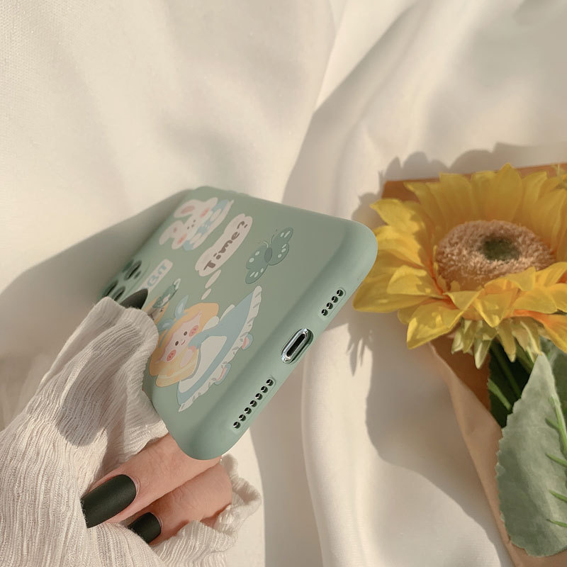 Ốp điện thoại silicon in thỏ hoạt họa xinh xắn cho iPhone 11 Pro Max X Xr Xs Max 7 8 Plus Se 2020 12 pro max 12 mini | BigBuy360 - bigbuy360.vn