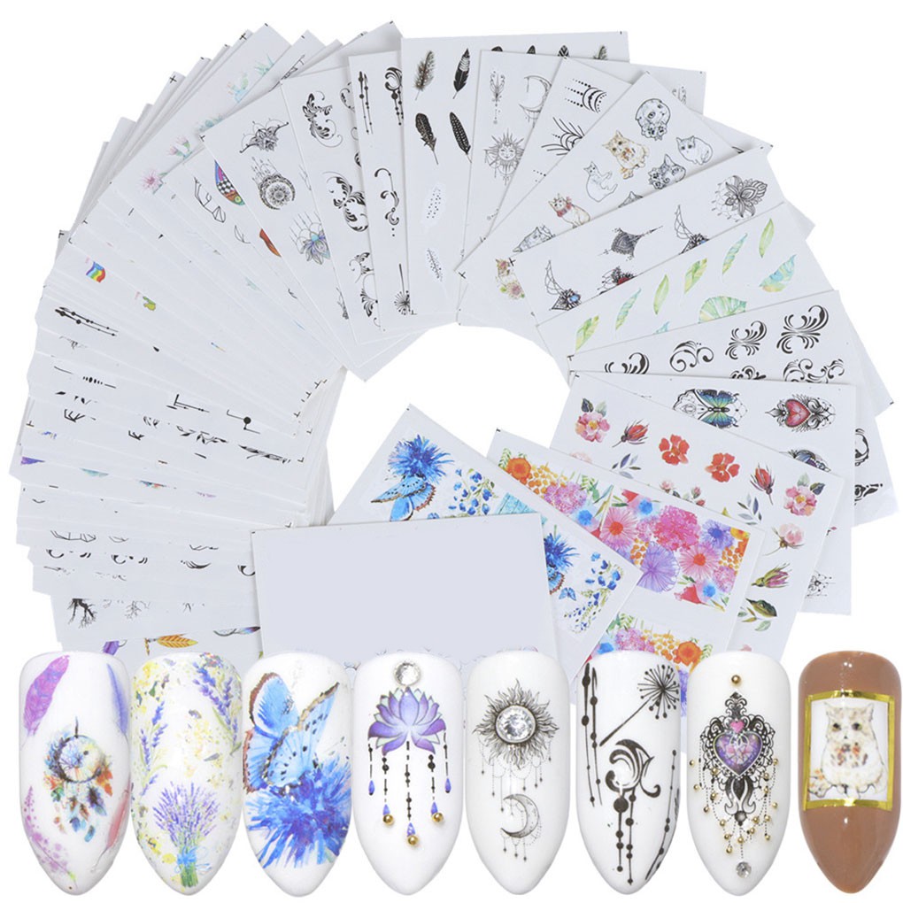 [Hàng mới về] Set 40 miếng dán trang trí móng tay họa tiết hoạt hình dễ thương