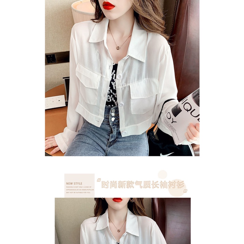 Áo Sơ Mi Chiffon Chống Nắng Tay Dài Dáng Rộng Thời Trang Mùa Hè Có Size Lớn Dành Cho Nữ