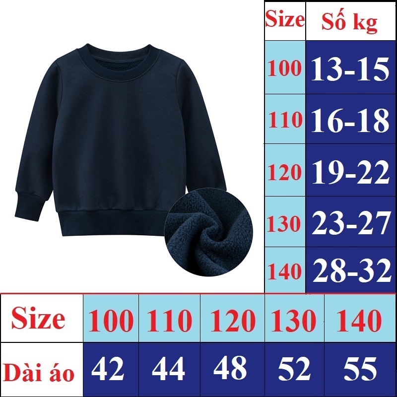 Áo nỉ bé trai bé gái dài tay lót bông size đại xuất dư thời trang thu đông - Hãng 27Kids