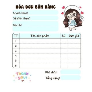 ❣️Hóa đơn bán hàng mini 1 liên em bé chibi
