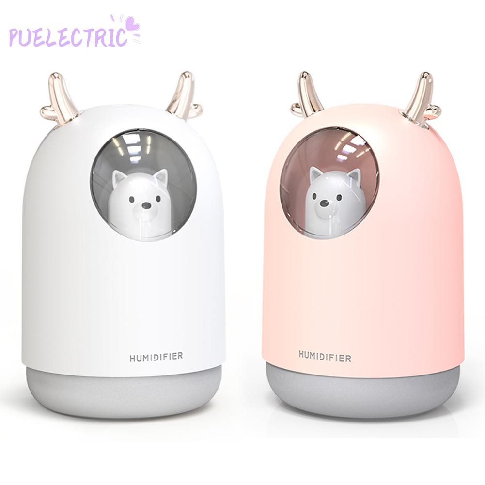 Máy phun sương sóng âm tạo độ ẩm hình gấu 300ml có đèn LED cổng USB