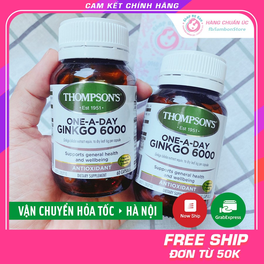 [MẪU MỚI 2022] Bổ não Thompson's Ginkgo Biloba 6000mg 60 viên - Xuất xứ Úc