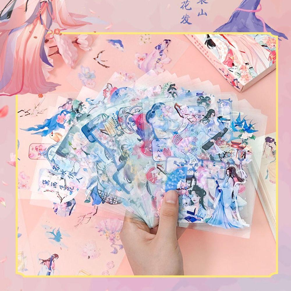Bộ 50 Tấm Nhãn Dán PET Dùng Trang Trí Sổ Tay / Album Ảnh Dành Cho Học Sinh