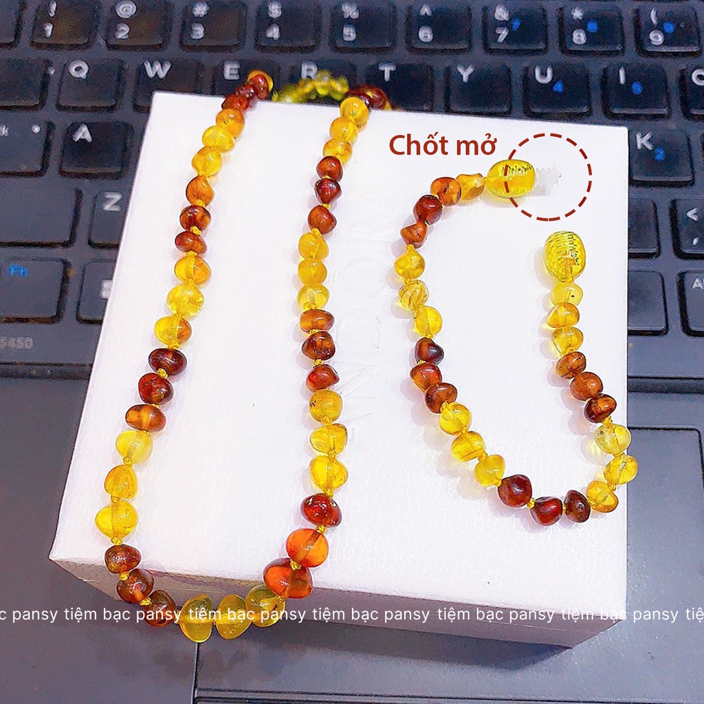 Vòng cổ hổ phách Amber tự nhiên cho bé PANSY - Dây chuyền trẻ em bằng hổ phách thật an toàn