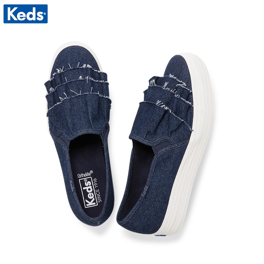 Giày Keds Nữ - Triple Ruffle Denim Dark Blue - KD059217