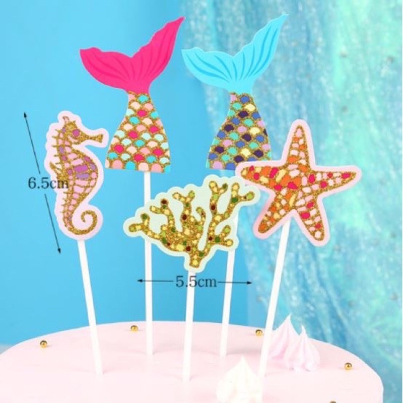 Combo 5 set đuôi cá, san hô trang trí bánh kem