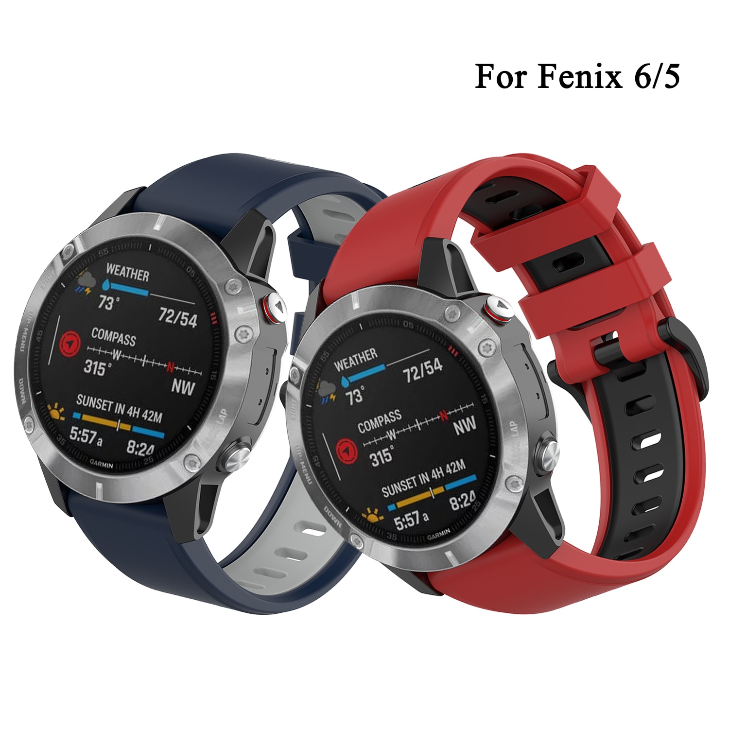 22mm Double Color Soft Silicone Band For Garmin Watch Quatix5 Fenix 6 6Pro Sapphire GPS Quick Release Easy Fit Leisure Sport Strap Wristband