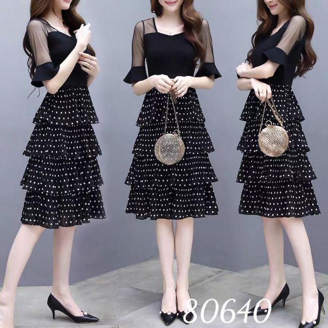 ⚡BIGSIZE ⚡ĐẦM VOAN XẾP TẦNG CHẤM BI