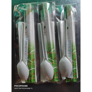 1 Thùng 500 Bộ Đũa Gỗ Xuất Khẩu + Muỗng Cao Cấp + Khăn Ướt Lạnh cao cấp + Tăm Bọc Giấy