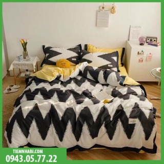 [Flash Sale]  Bộ Chăn Ga Gối Cotton 100% - Cotton Nhật Hoạ Tiết Kẻ Gingham Hàng Nhập khẩu Full Set 4 Món