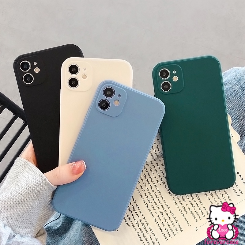 Ốp điện thoại vuông thẳng màu trơn bảo vệ camera thích hợp cho iPhone 13 12 11 13 pro max x xs xr xs max 6 6s 7 8 plus