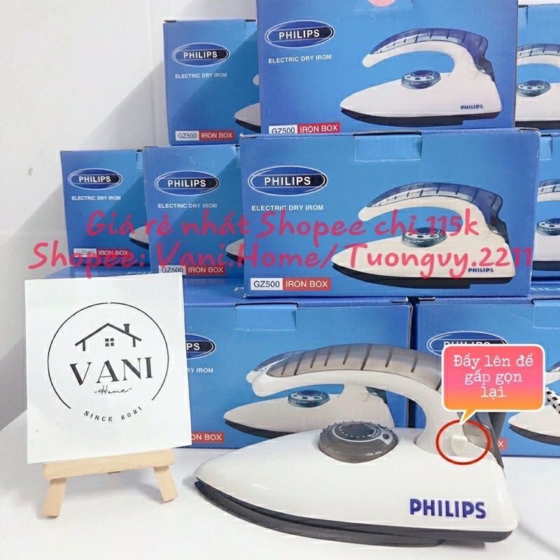 Bàn ủi Philip mini du lịch gấp gọn tiện lợi - Bàn là khô cầm tay mini xếp gọn GZ500