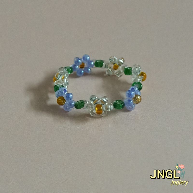 Nhẫn hoa nhí Violet kiểu Hàn | Nhẫn nơ thỏ hạt cườm dễ thương|beaded flower ring