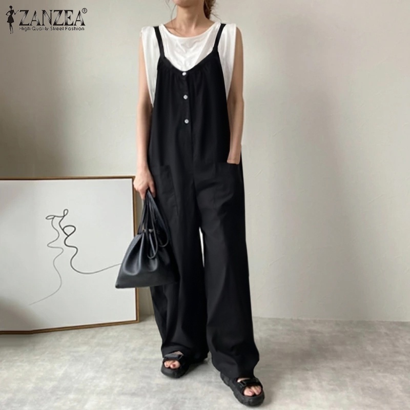 Quần yếm ZANZEA ống dài thời trang xinh xắn dành cho bạn nữ