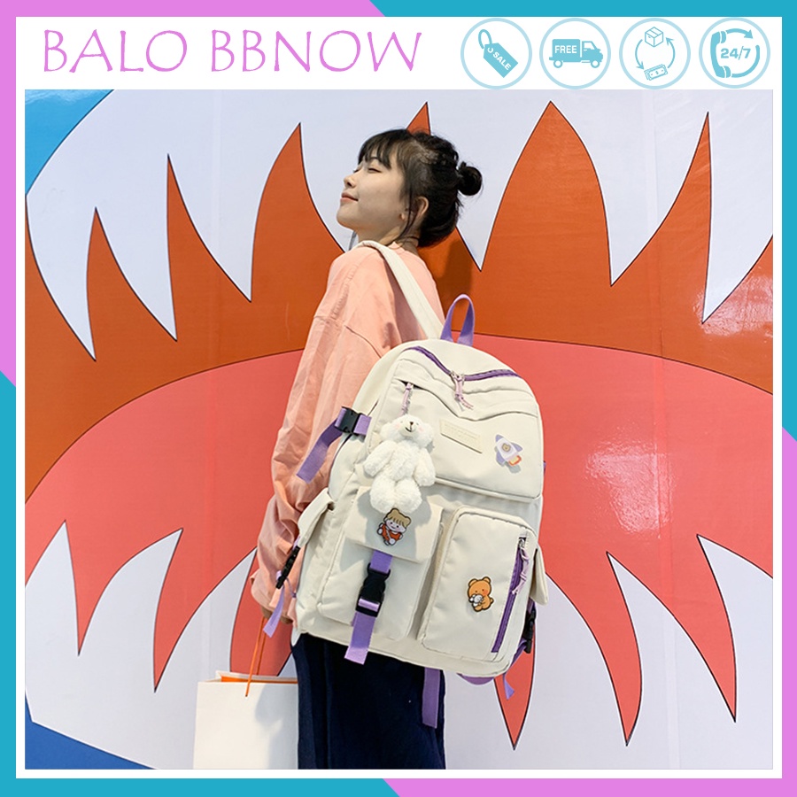 Balo nữ cá tính đi học đẹp thời trang giá rẻ BBNOW BL5 - tặng kèm sticker dễ thương