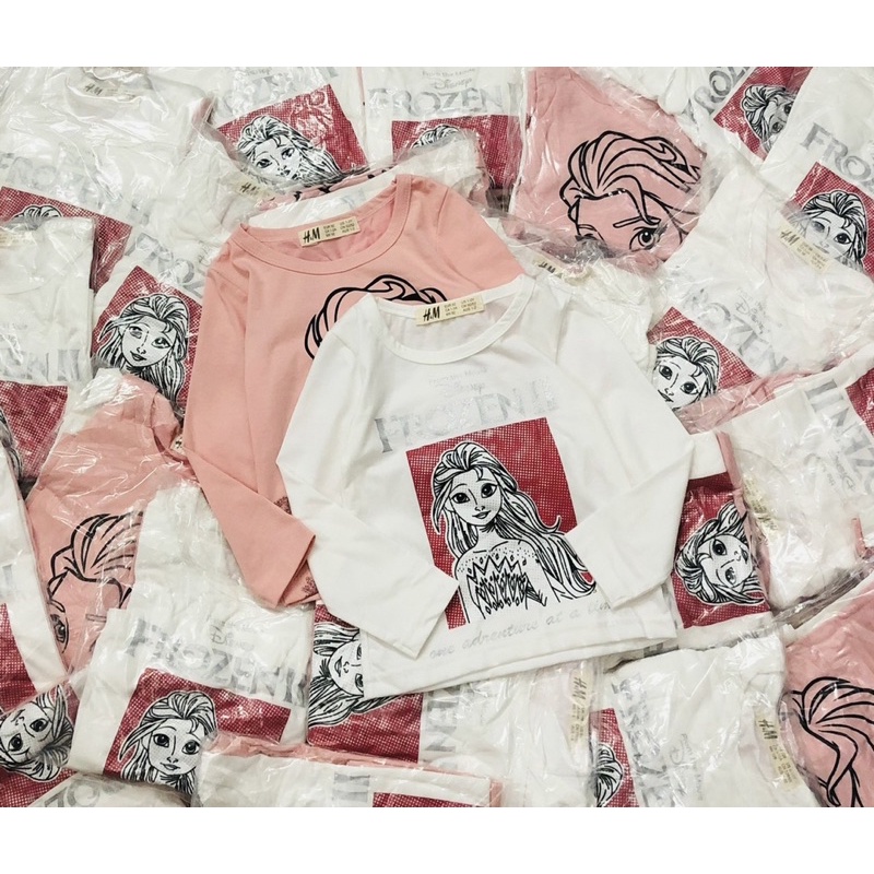 Set 2 áo cotton dài tay el.sa hm cho bé gái size từ 12-32 cân