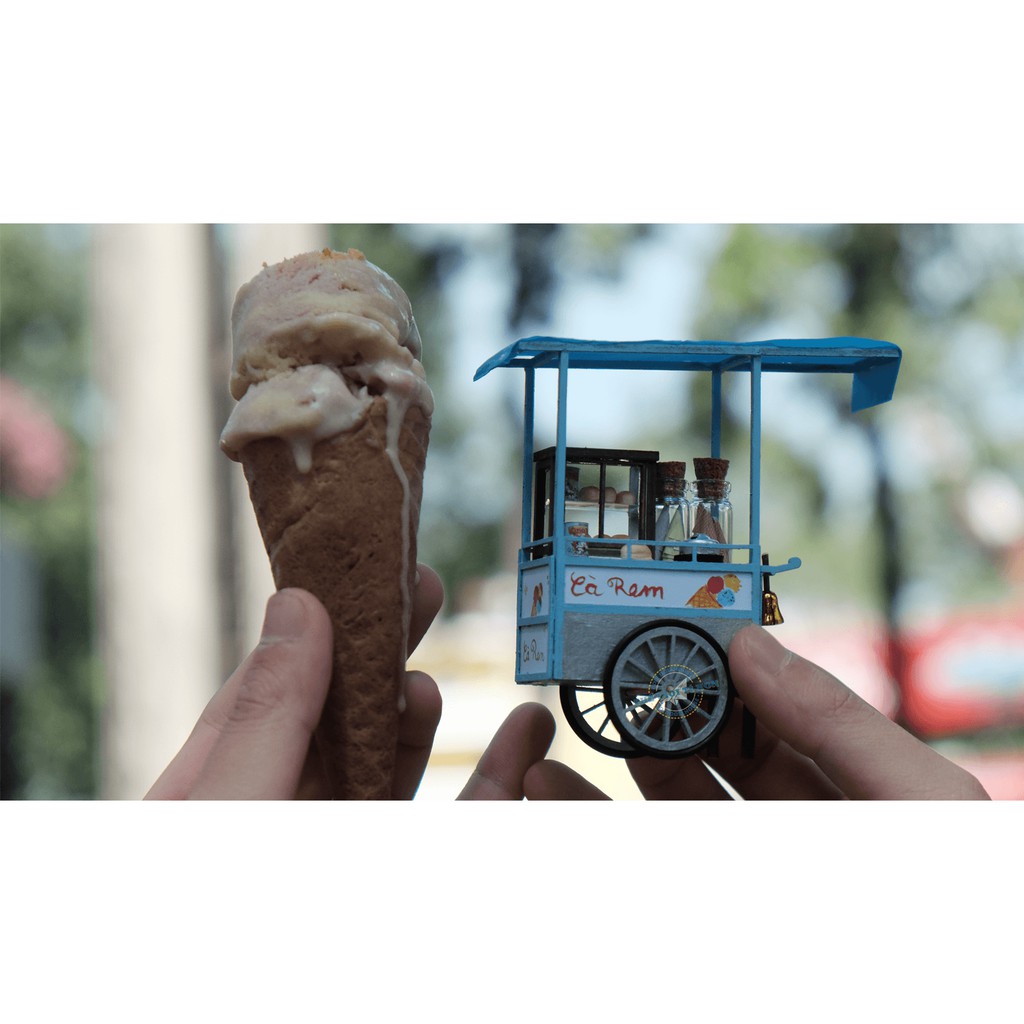 Mô hình gỗ lắp ráp DIY- Thế Giới Tí Hon- Hàng Rong- XE KEM - HR05