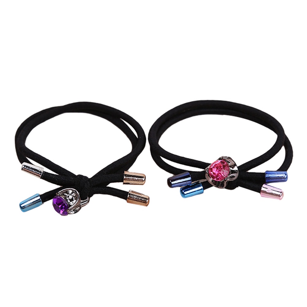 Dây cột tóc hai lớp co dãn nơ đính đá cho nữ