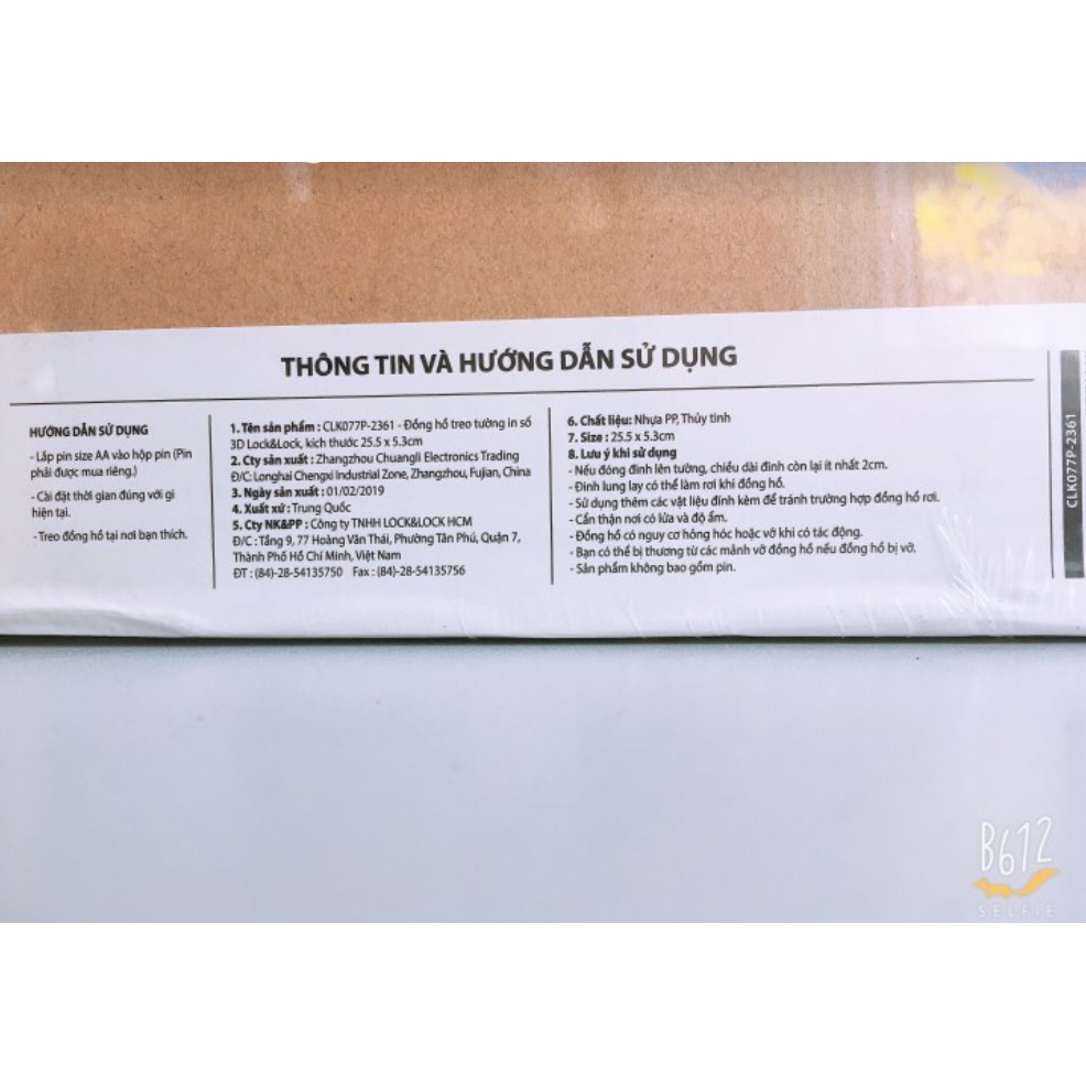 Đồng hồ treo tường in số 3D lock&amp;lock CLK077P