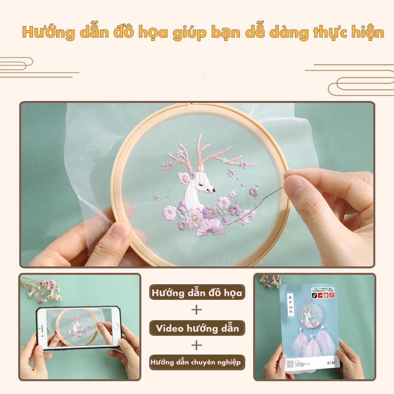 Bộ Phụ Kiện Thêu Thủ Công Mang Lại May Mắn Dễ Dùng Cho Người Mới Dreamcatcher Mặt dây chuyền ô tô