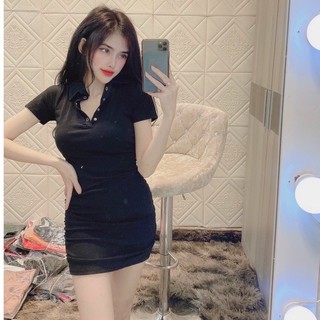 Đầm cổ bẻ ôm body trơn cực xinh , chất thun bozip mềm mịn