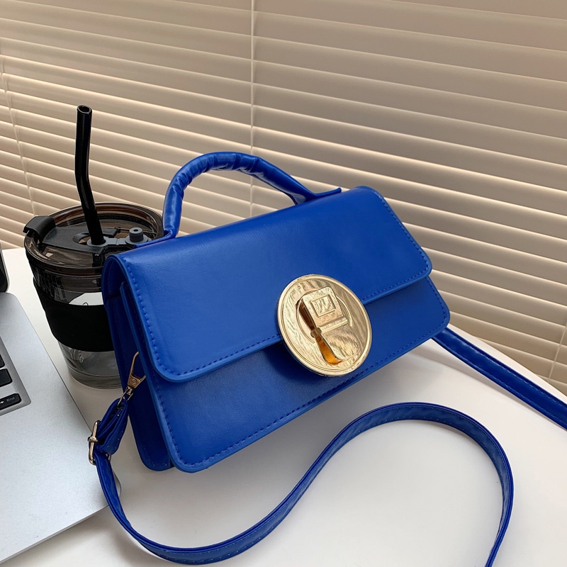 Túi Đeo Vai Hình Vuông Màu Trơn Thiết Kế Khóa Đơn Giản Phong Cách Mùa Hè Hàng Mới 2022 Dành Cho Nữ