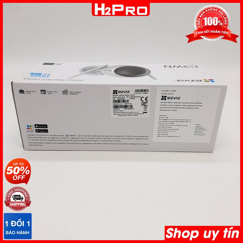 Camera an ninh ngoài trời không dây ezviz C3WN 2MP H2Pro, camera an ninh gia đình siêu nét, nhỏ gọn