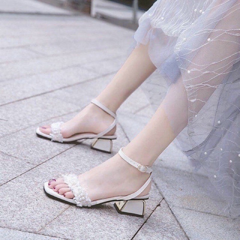 Sandal cao gót đính ngọc 5p mã A5