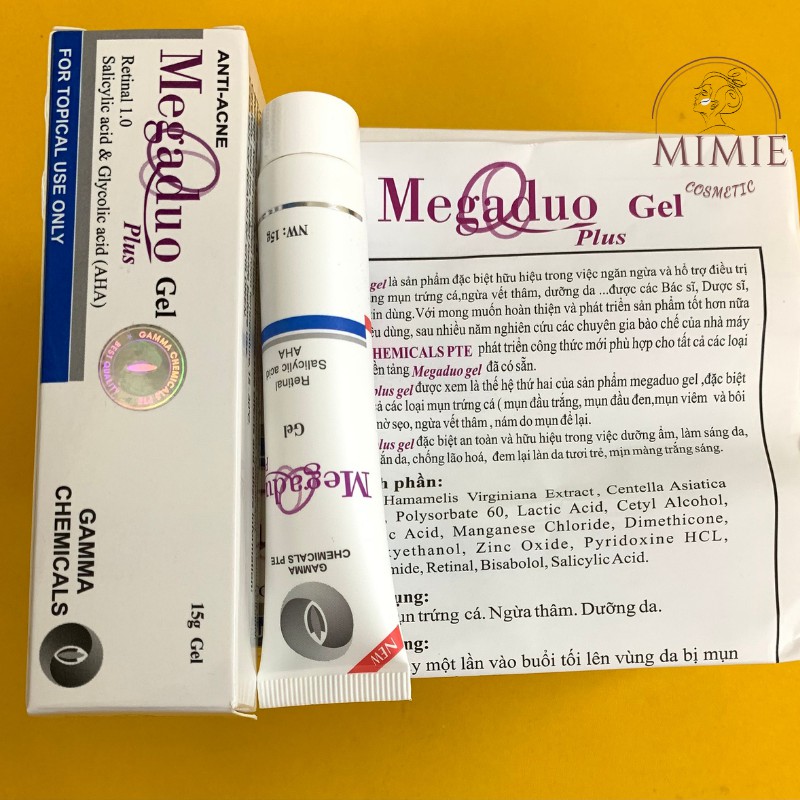 [CHÍNH HÃNG] Megaduo/ Megaduo Plus gel - Giảm mụn, Giảm thâm, Dưỡng da - Bản thường AHA và Retinol 1.0 tuýp 15g