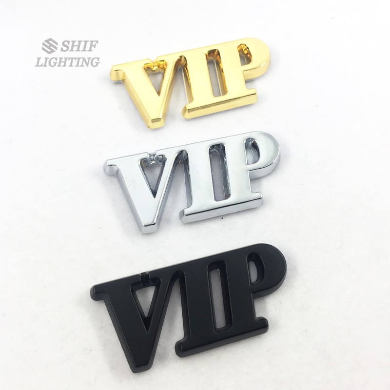 Logo dán xe hơi bằng kim loại VIP in chữ VIP