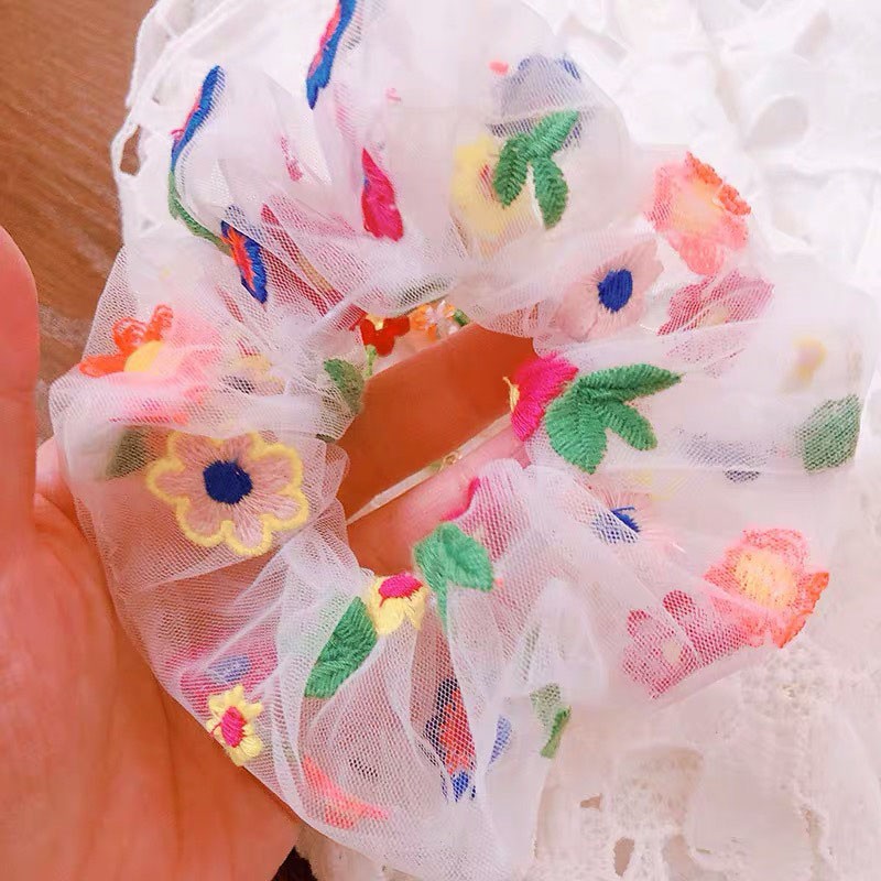 Dây Buộc Tóc Co Giãn Đính Hoa Xinh Xắn Cho Nữ