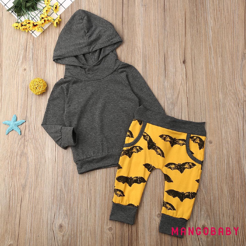 Set Áo Hoodies Có Nón Dài Tay + Quần Dài Cho Bé Trai