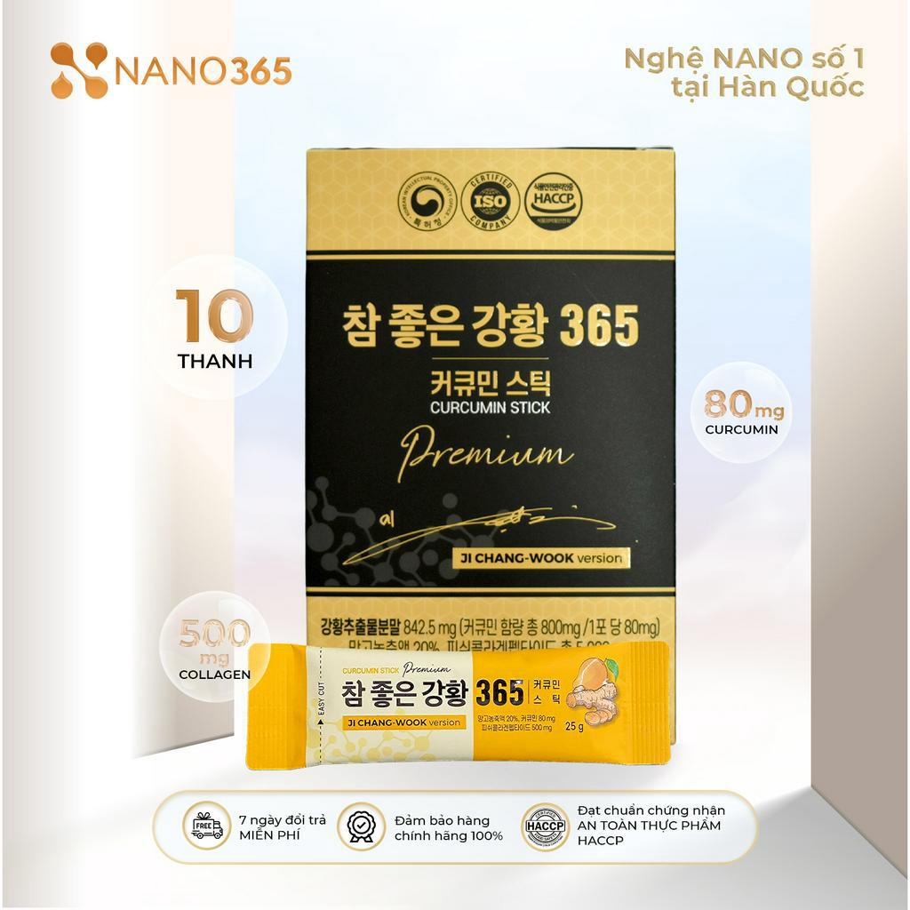 Thạch Nghệ Nano 365 Collagen Premium - Vị xoài - Hộp nhỏ 10 thanh - 250g