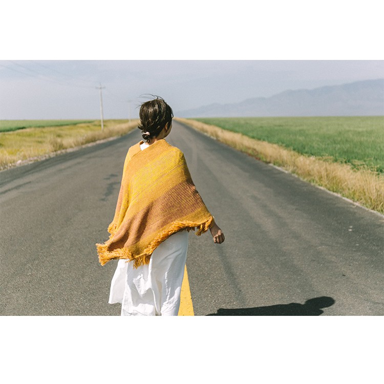 Cardigan len dáng choàng cape tông vàng mù tạt - MS030 (Có ảnh thật) | BigBuy360 - bigbuy360.vn