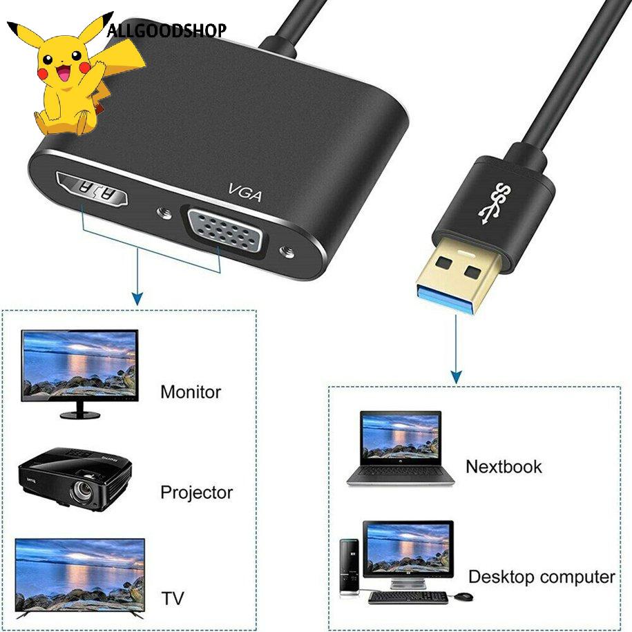 Cáp chuyển đổi USB sang HDMI VGA 4K độ phân giải cao