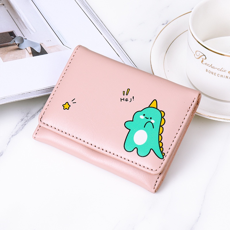 Ví da cầm tay KAITIFEI đựng tiền xu dáng ngắn mini nhỏ gọn cao cấp nhiều ngăn họa tiết hoạt hình xinh xắn đáng yêu