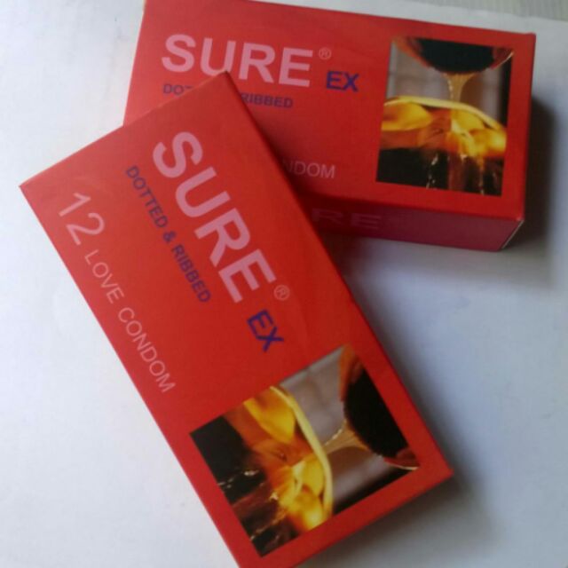 Bao cao su Sure Ex Dotted&Ribbed(Hộp 12 chiếc)
