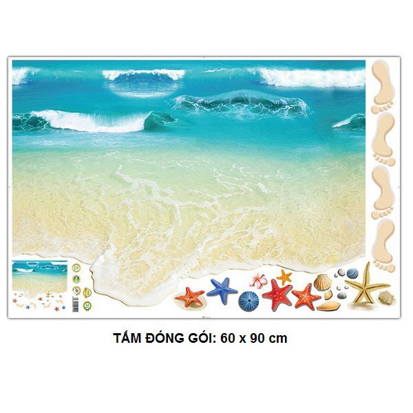 Decal dán tường Bãi cát biển 3D DCS035