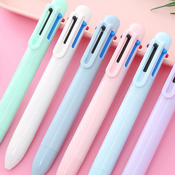 Bút Bi Dạng Nhấn 6 Màu Macaron Dễ Thương