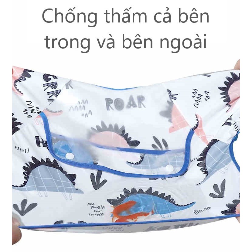Yếm ăn dặm có máng hứng dài tay chất liệu PF chống thấm mã YADDT00X