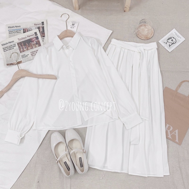 Set áo sơ mi tay dài & chân váy dài  S295