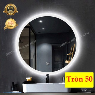 Gương tròn đèn led cảm ứng viền led sáng ngoài kích thước tròn 50cm - guonghoangkim D50
