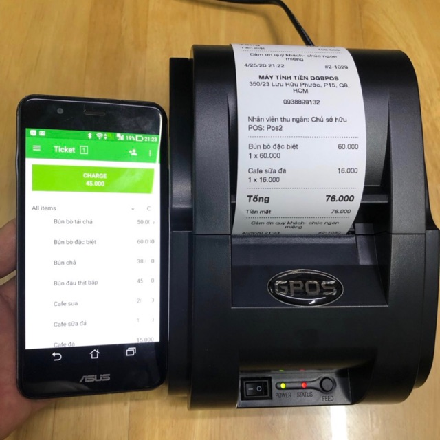 Máy in Bill GPOS + Phần mềm bán hàng chạy trên Android