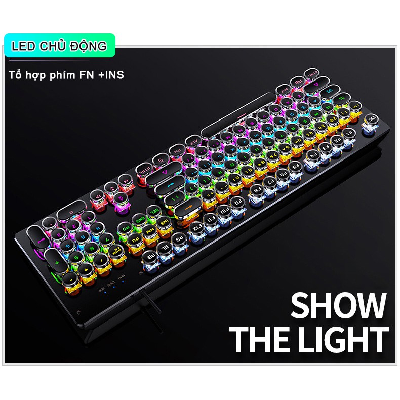 Bàn phím cơ gaming RGB SIDOTECH YINDIAO KZ4 dòng bàn phím máy tính phím tròn LED 8 chế độ tuổi thọ 50 triệu lần bấm