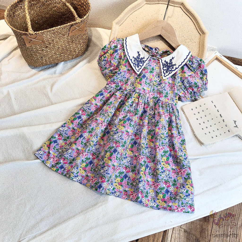 Đầm Công Chúa In Hoa Hở Lưng Cho Bé Gái